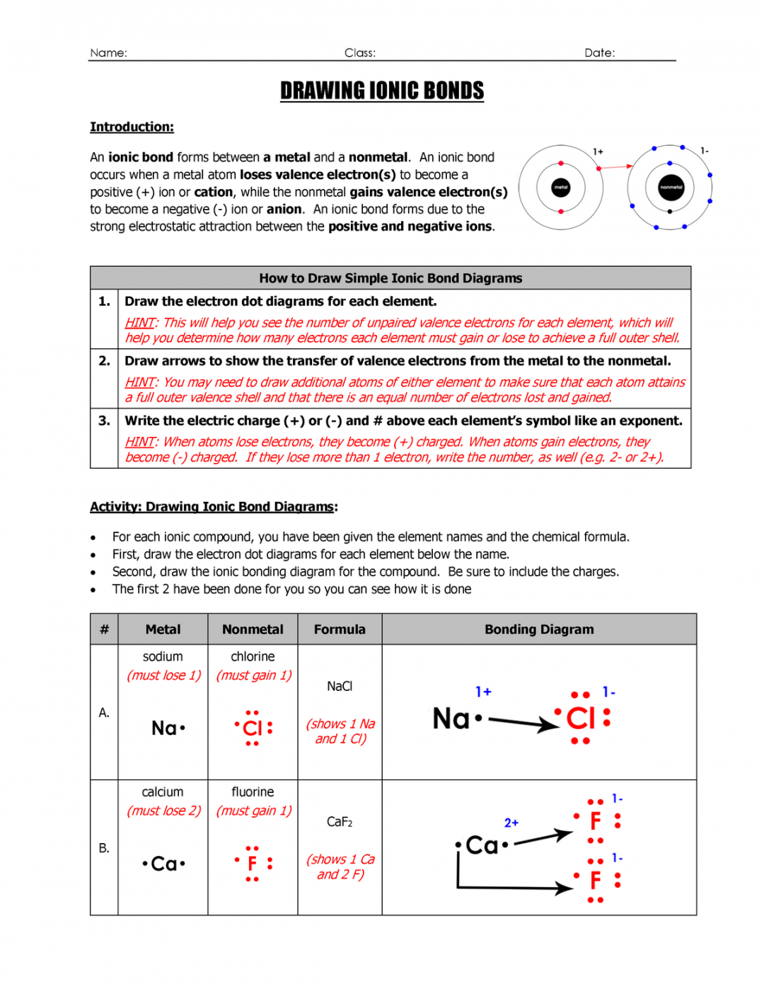 Practice Drawing Ionic Bonds Worksheet Answers