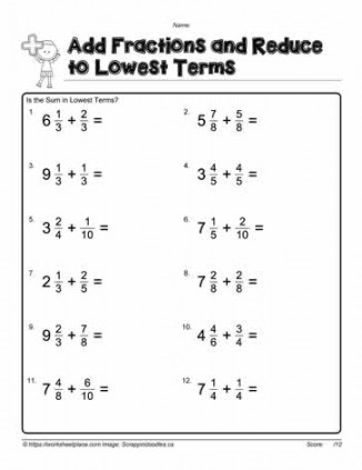 Add Mixed Number Fractions- Worksheets