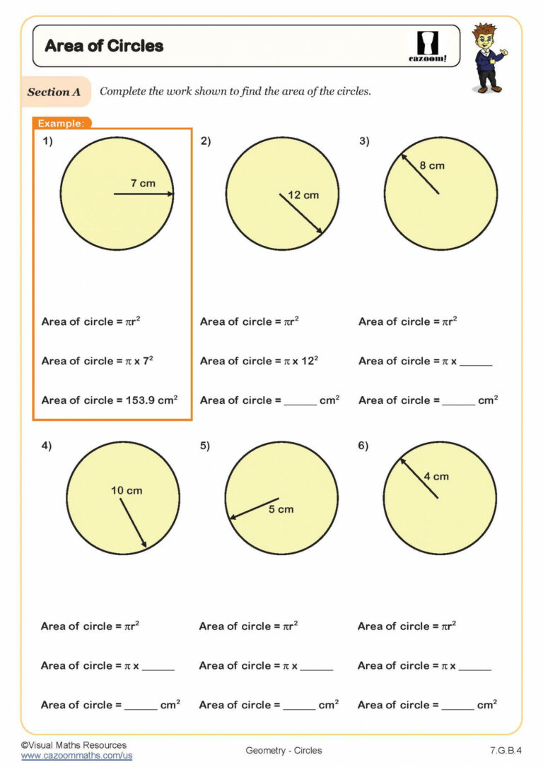 Area Of A Circle Worksheet