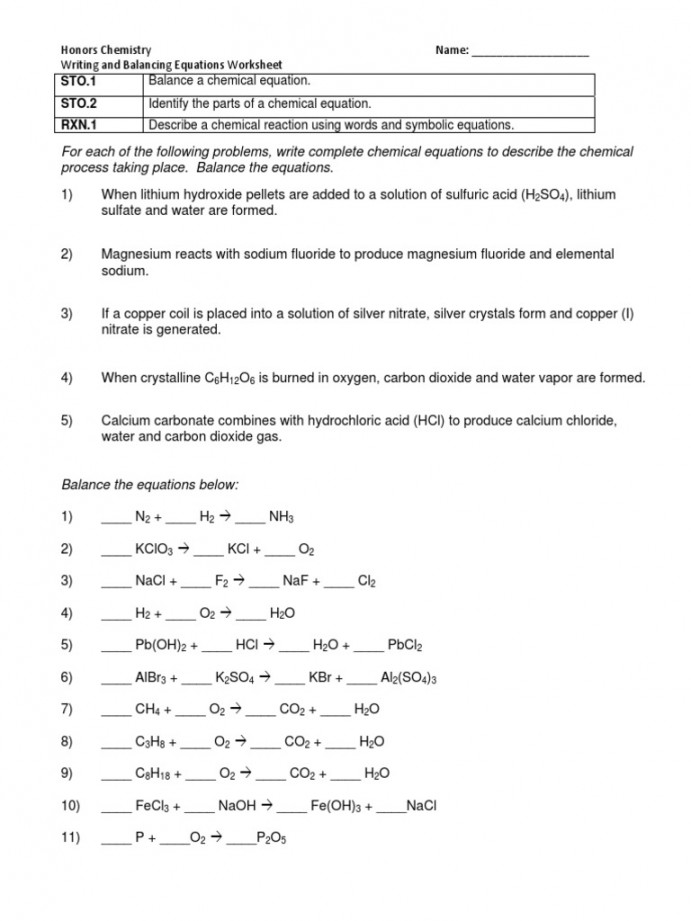 Chemical Equations Worksheet   PDF  Chlorine  Hydroxide