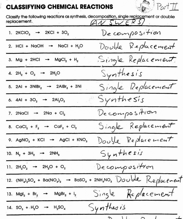 Classification Of Chemical Reactions Worksheet Luxury Classifying