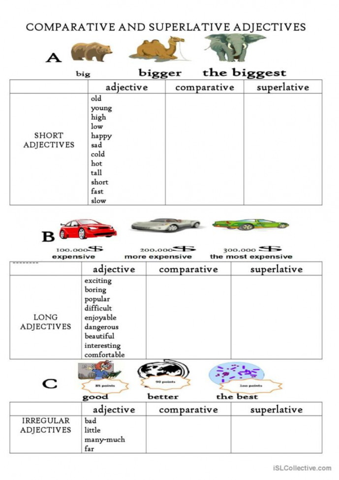 comparative and superlativ: English ESL worksheets pdf & doc