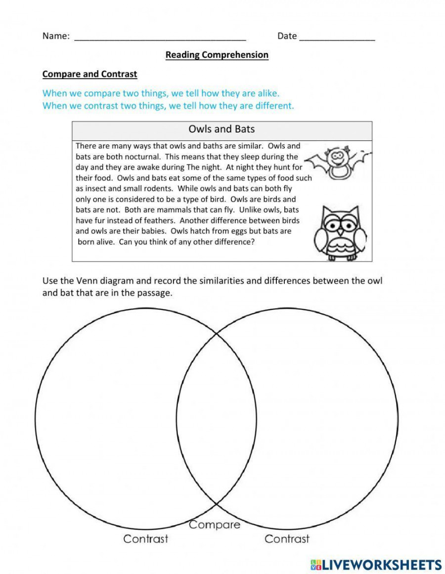 Compare and Contrast online pdf worksheet for Grade   Live