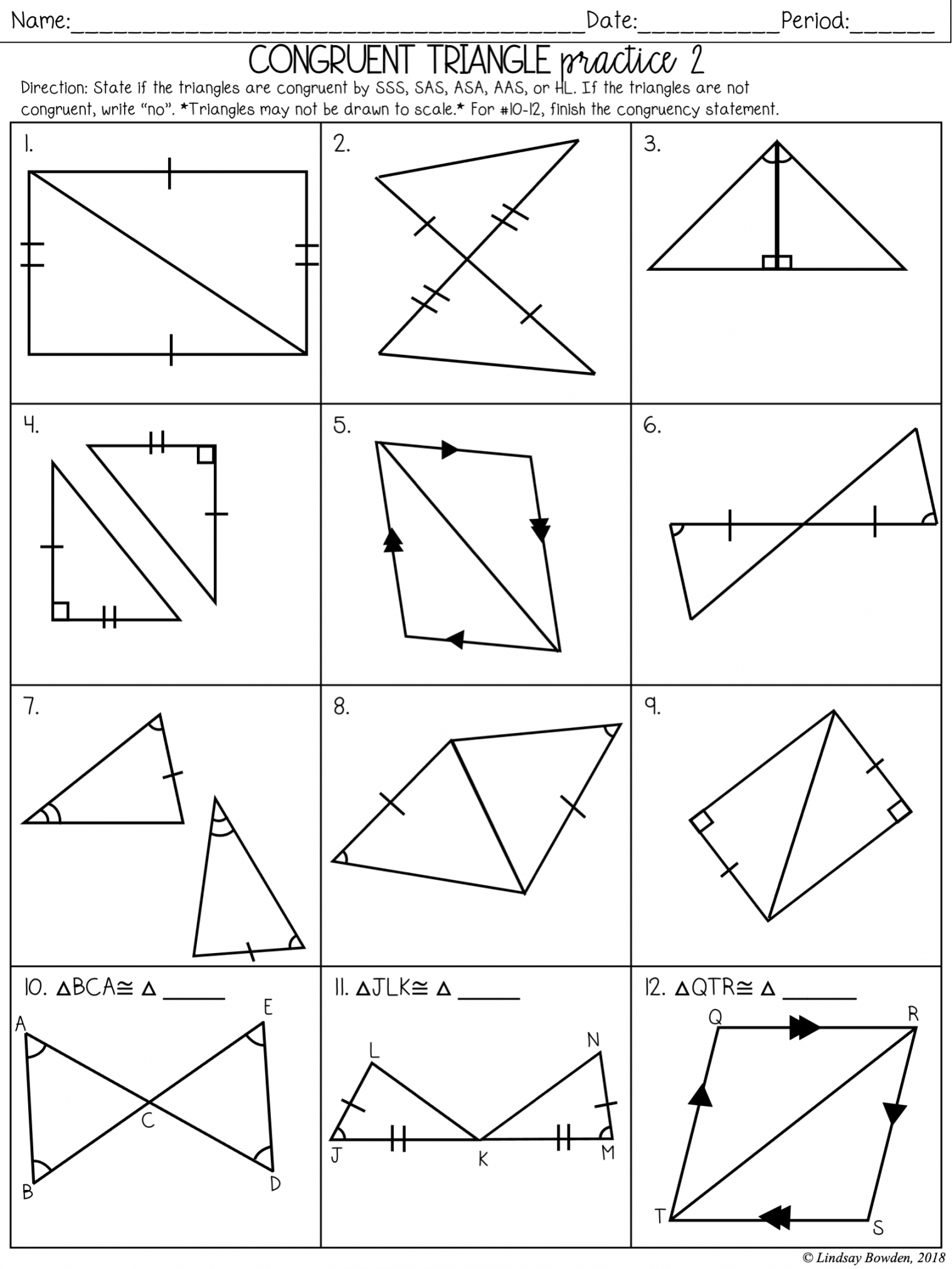 Congruent Triangles Notes and Worksheets - Lindsay Bowden