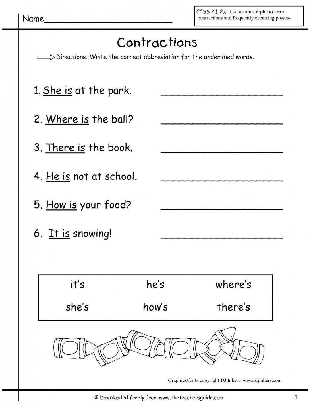 Contraction Worksheets st Grade  Biology worksheet, Science