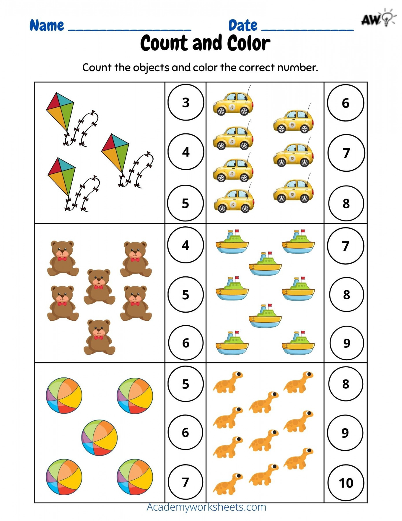 Count and Match Numbers -0 Worksheets - Academy Worksheets