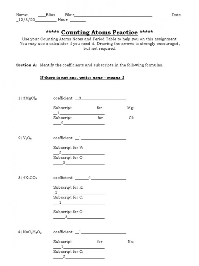 Counting Atoms Practice - Advanced   PDF  Molecules  Atoms