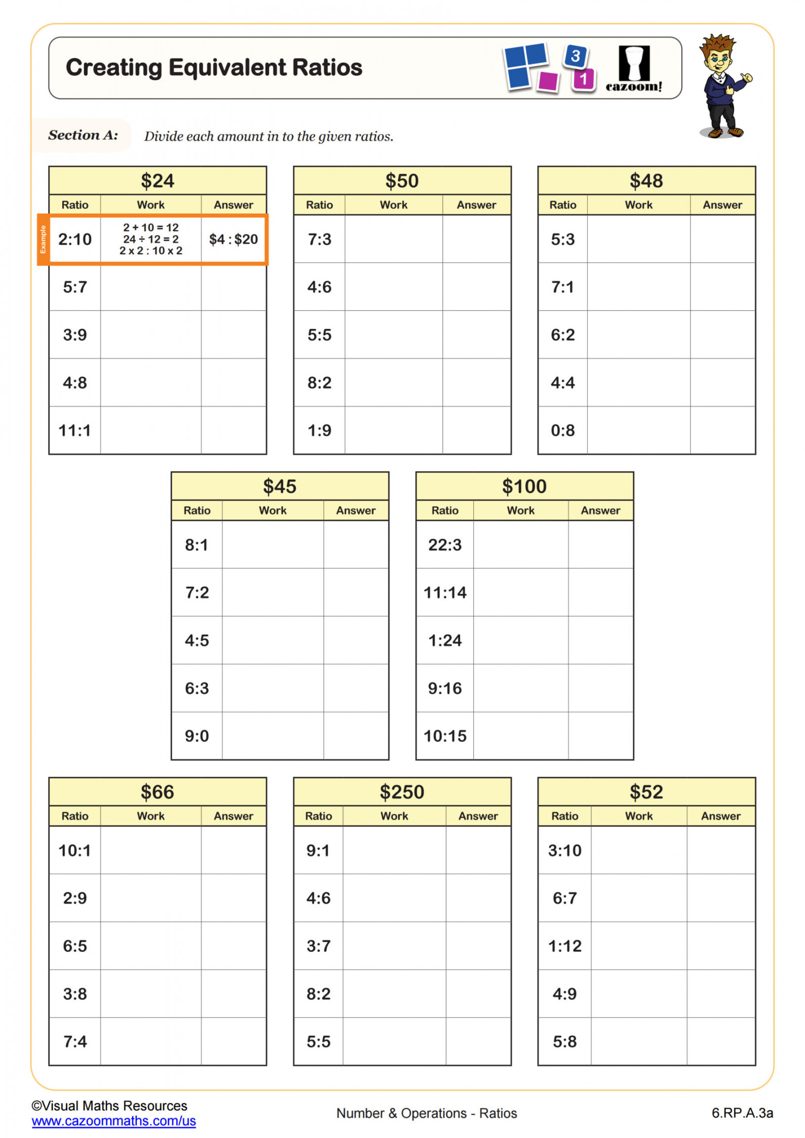 Creating Equivalent Ratios (B) Worksheet  th Grade PDF Worksheets