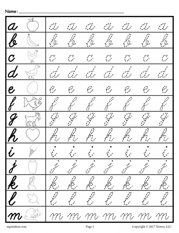 Cursive Letter Tracing Worksheets - Lowercase Letters a-z! – SupplyMe