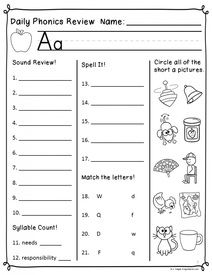 Daily Phonics Review Sheets (Works with or without Scott Foresman