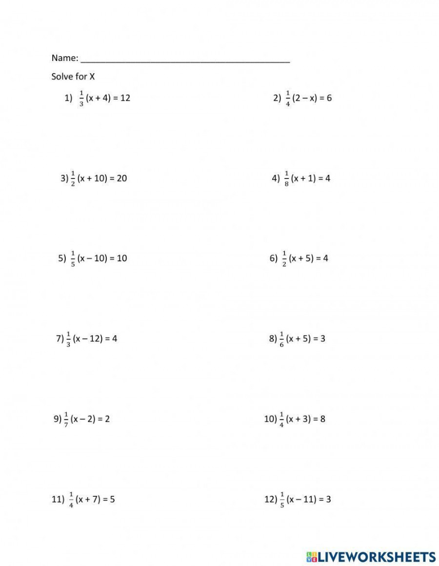 Distributive Property with Fractions -  step worksheet  Live