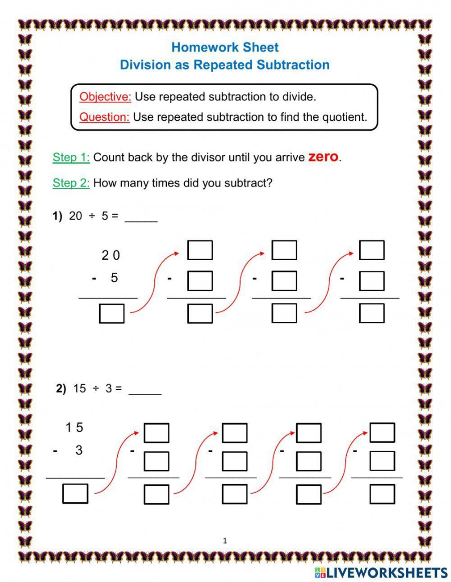 Division as Repeated Subtraction activity  Live Worksheets