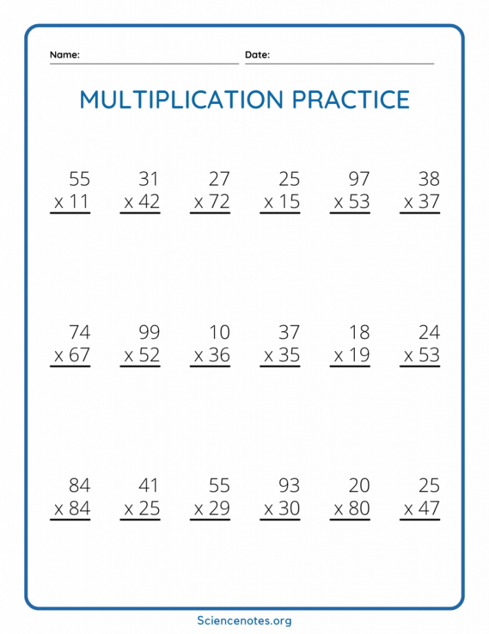 Double Digit Multiplication Worksheets