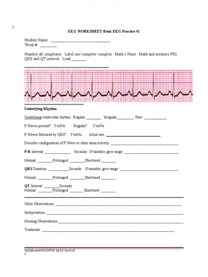 ECGpracticeworksheet  PDF  Electrocardiography  Cardiac