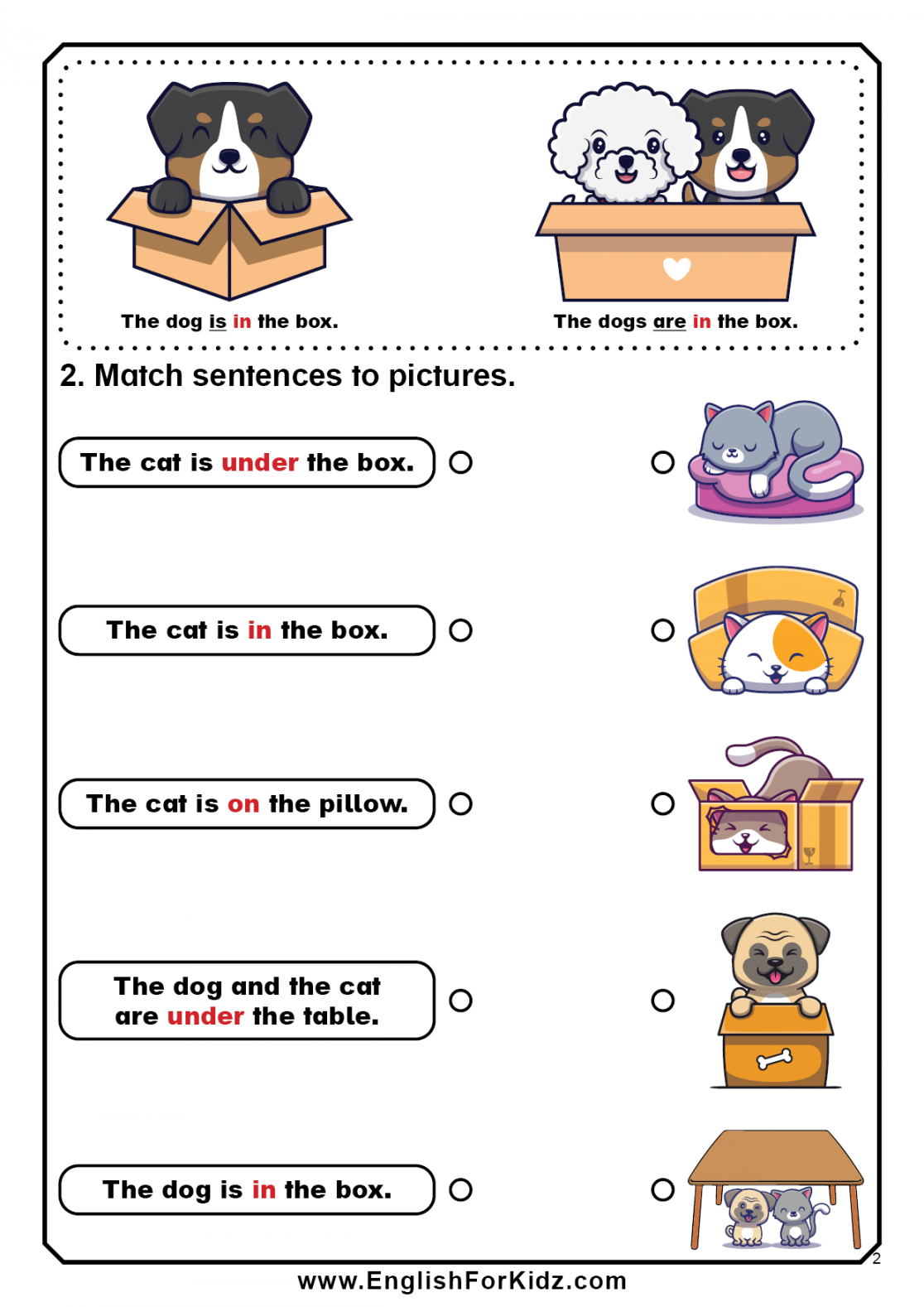 English for Kids Step by Step: Prepositions Worksheets