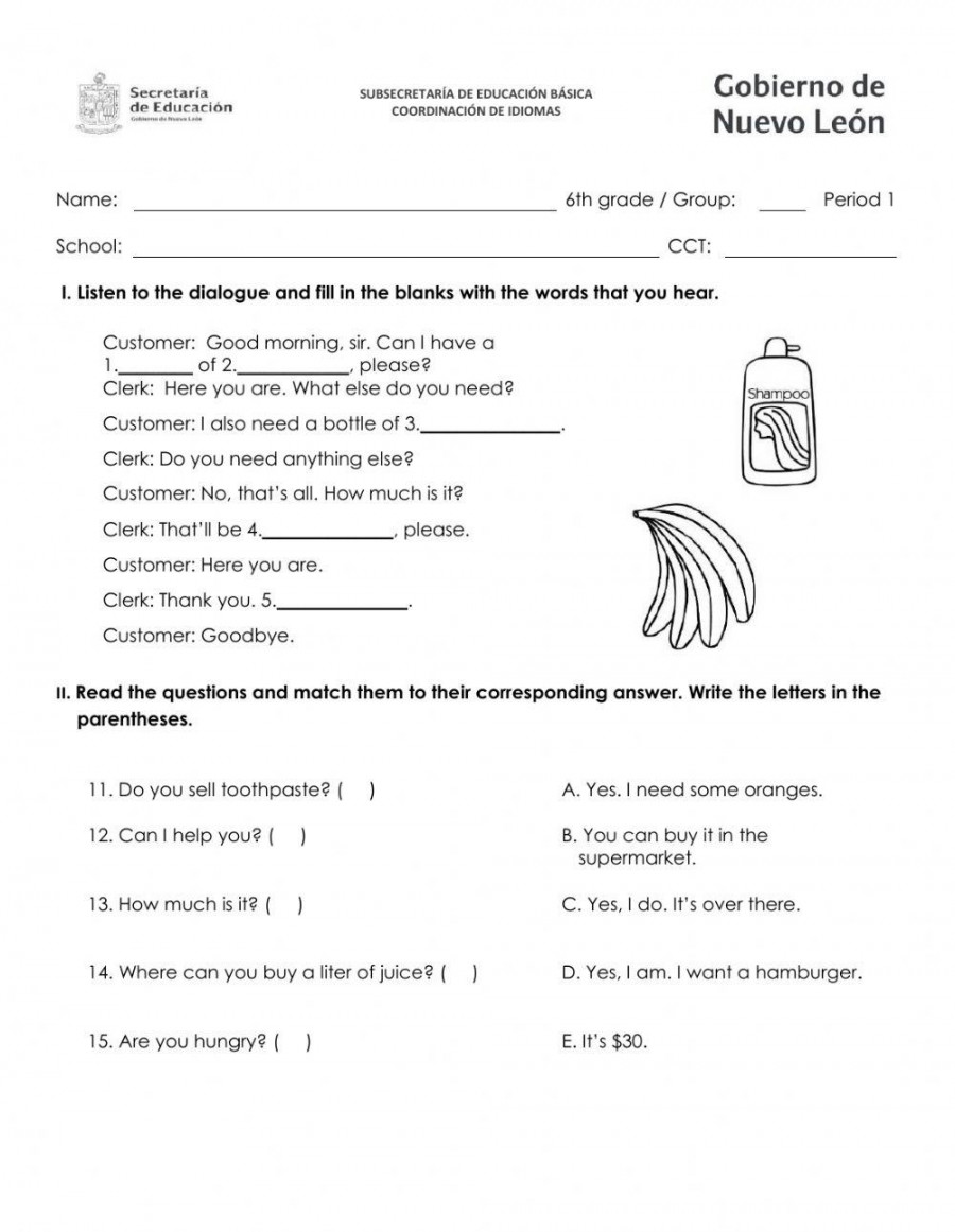 English Test th Grade activity  Live Worksheets