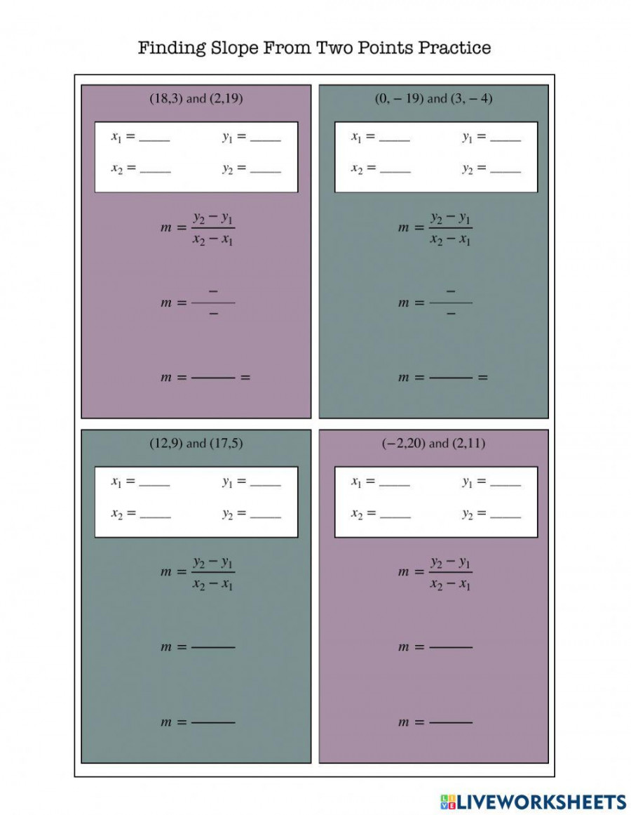 Finding Slope From Two Points Practice worksheet  Live Worksheets