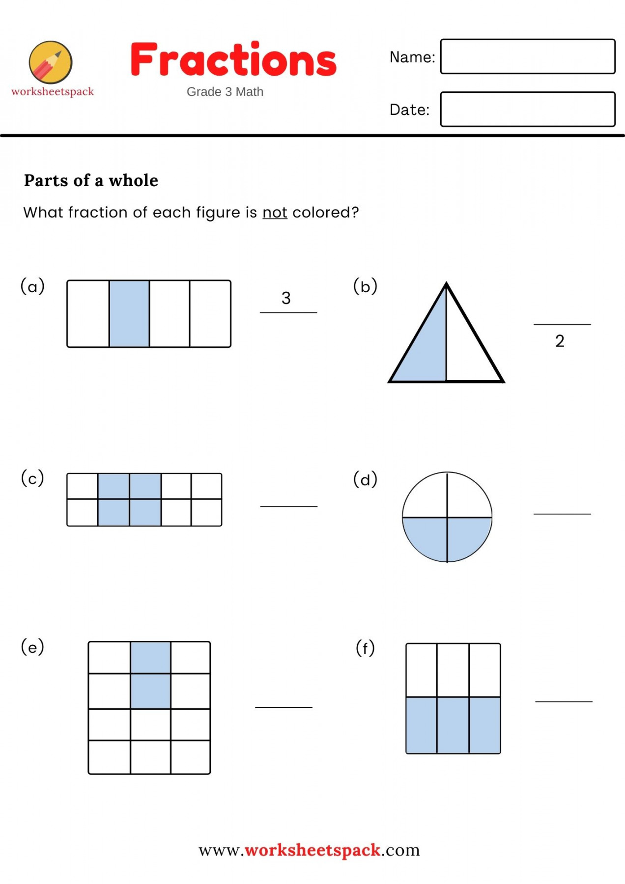 FREE FRACTIONS FOR GRADE   Fractions worksheets, Simple