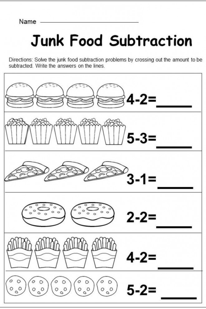Free Kindergarten Subtraction Worksheet - kindermomma