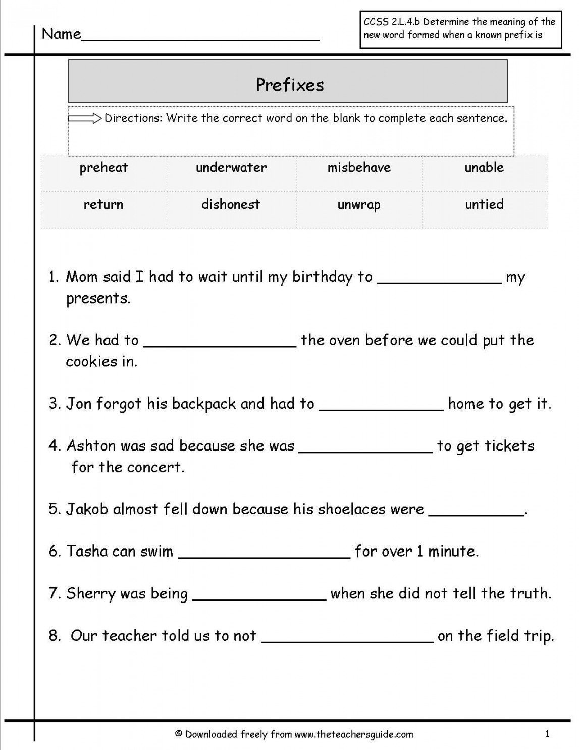 Free Prefixes and Suffixes Worksheets from The Teacher