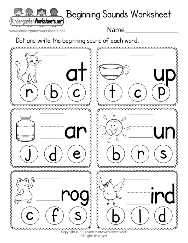 Free Printable Beginning Sounds Worksheet