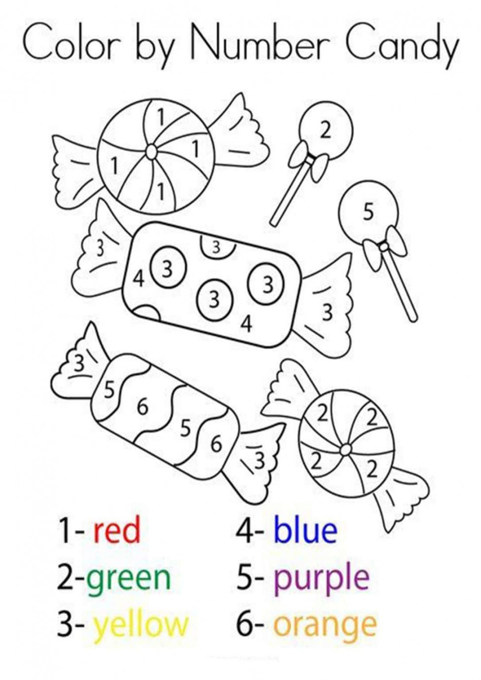 Free Printable Color by Number Worksheets For Kindergarten