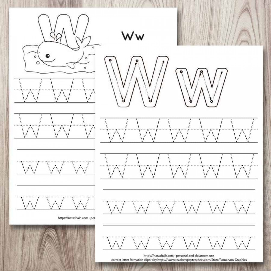 Free Printable Letter W Tracing Worksheets (w is for whale) - The