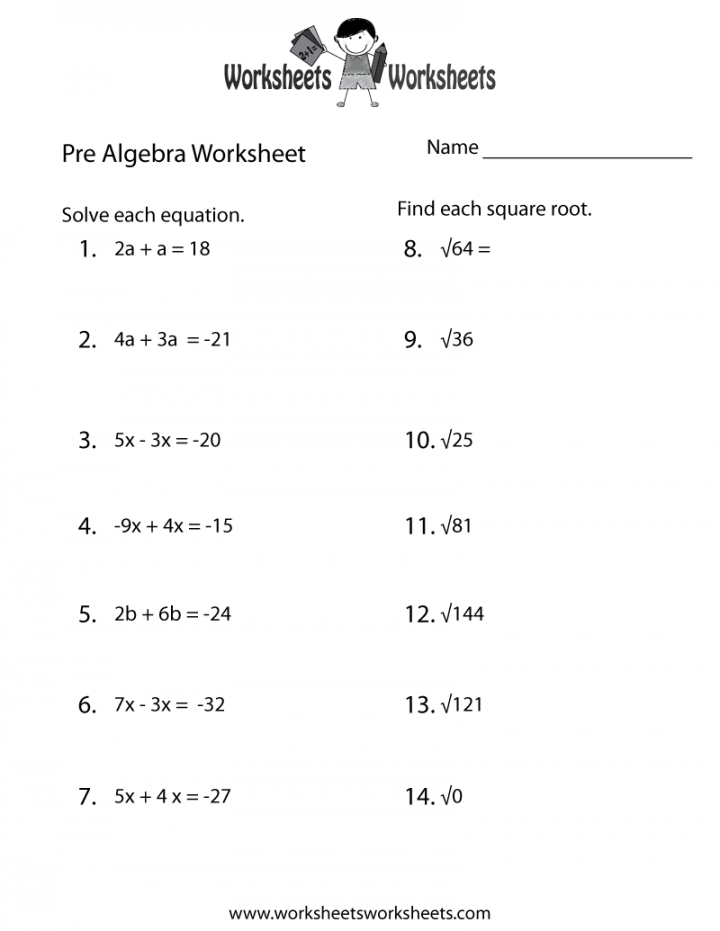 Free Printable Pre-Algebra Practice Worksheet