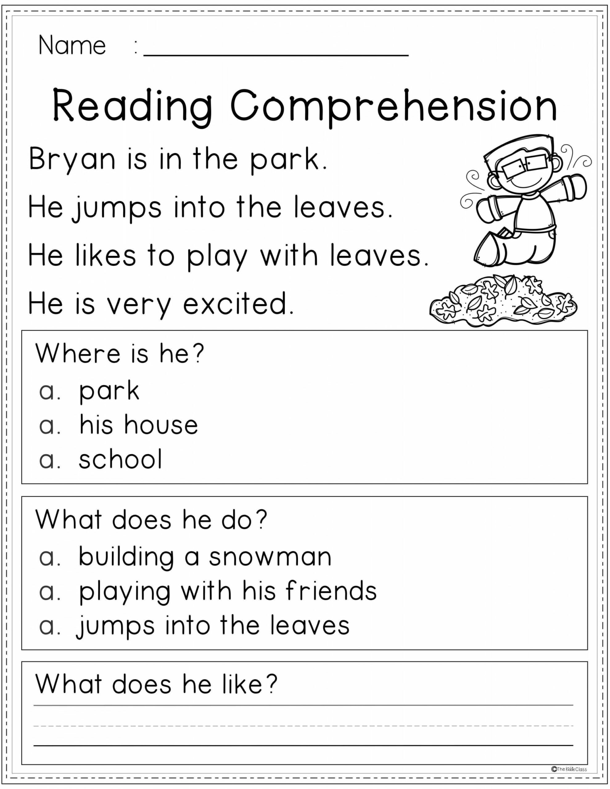 Free Reading Comprehension First Grade Reading Comprehension