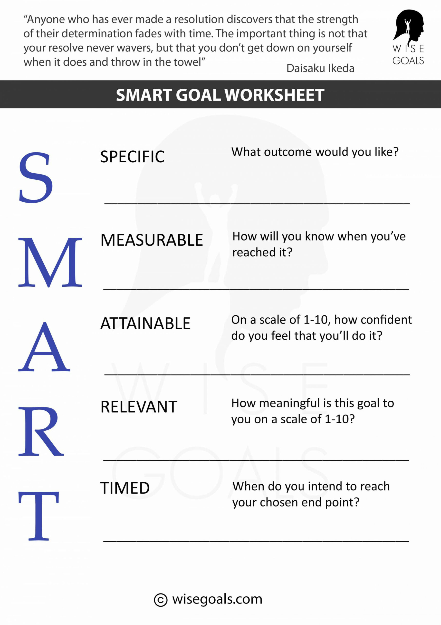 Free smart goal setting worksheet to download