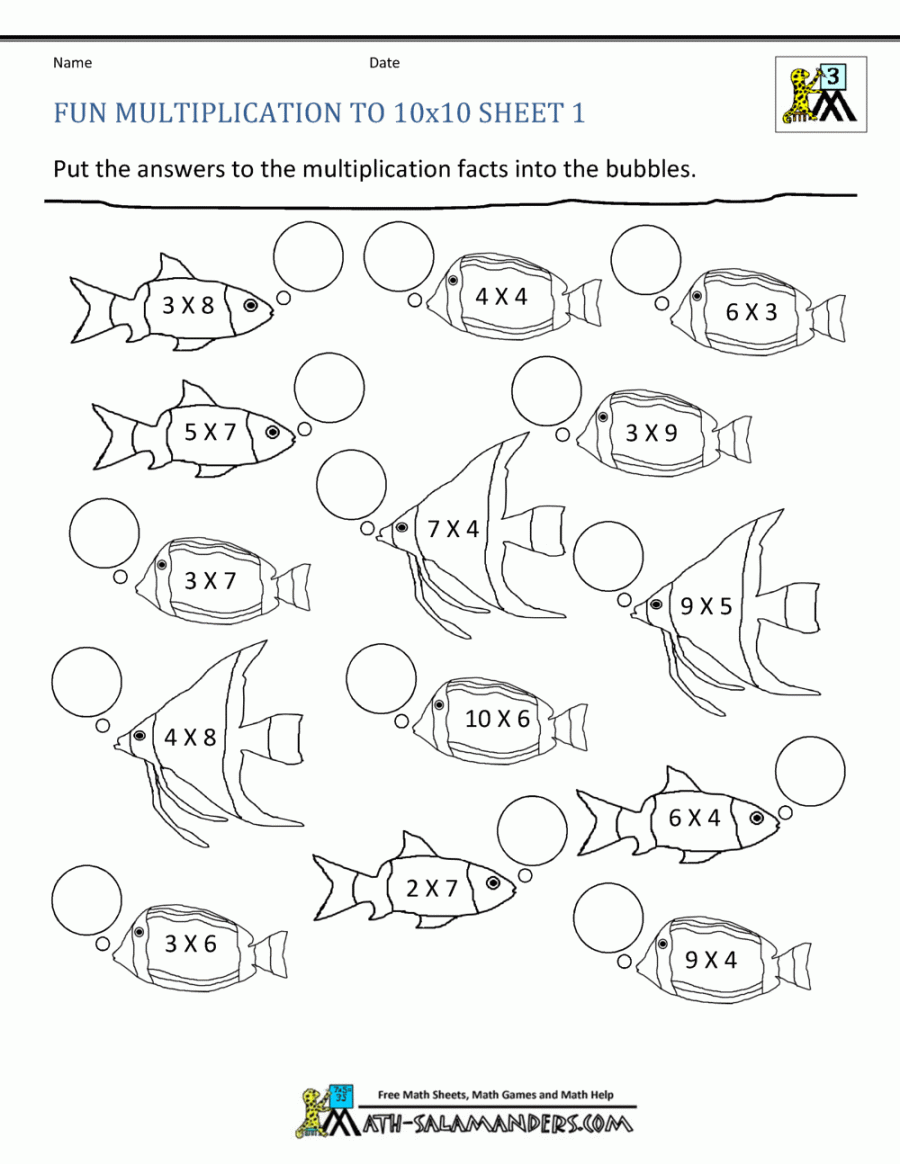 Fun Multiplication Worksheets to x