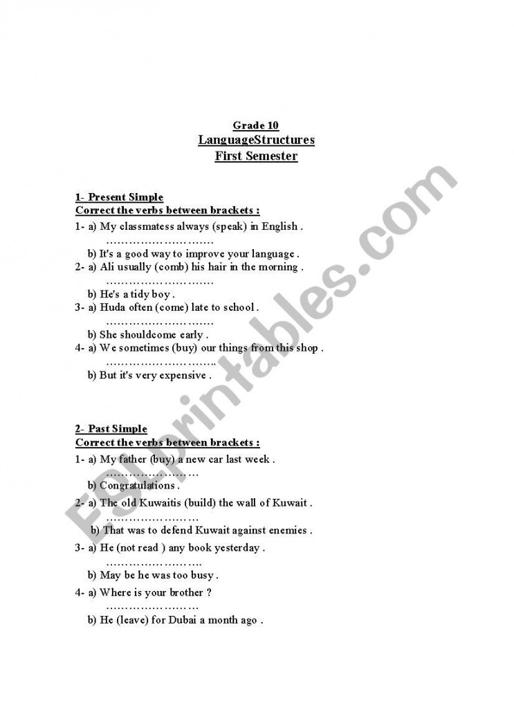 grammar for grade  - ESL worksheet by lubnaeid