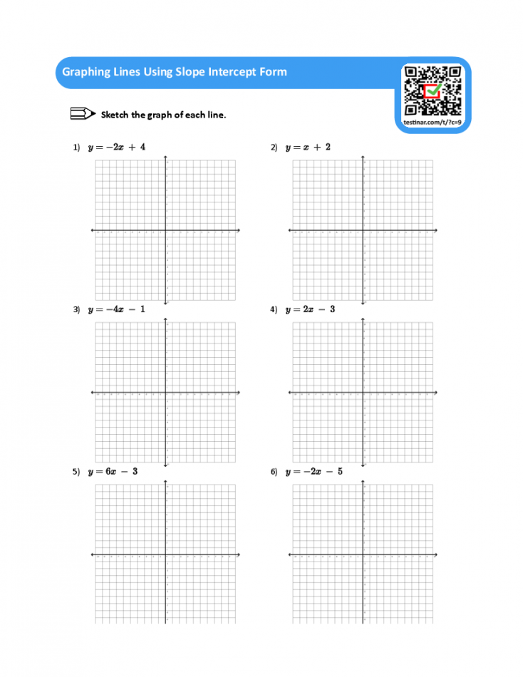 Graphing Lines Using Slope Intercept Form worksheets