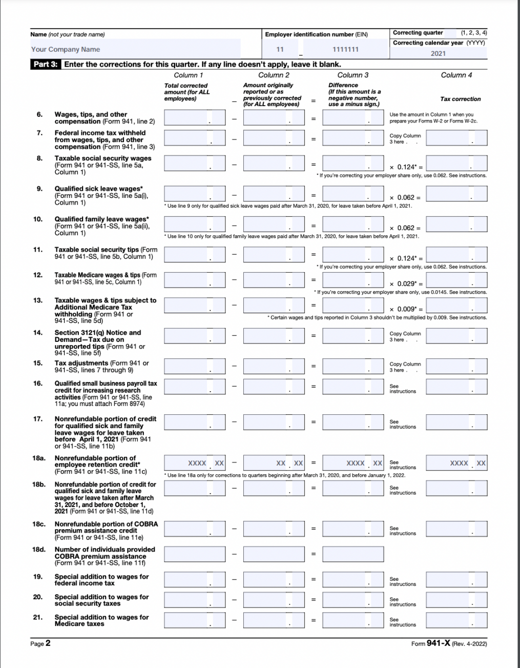 How To Fill Out -X For Employee Retention Credit [Stepwise