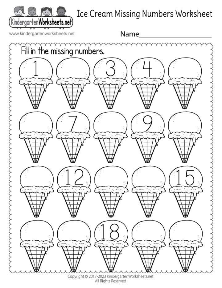 Ice Cream Missing Numbers - Worksheet - Free Printable, Digital