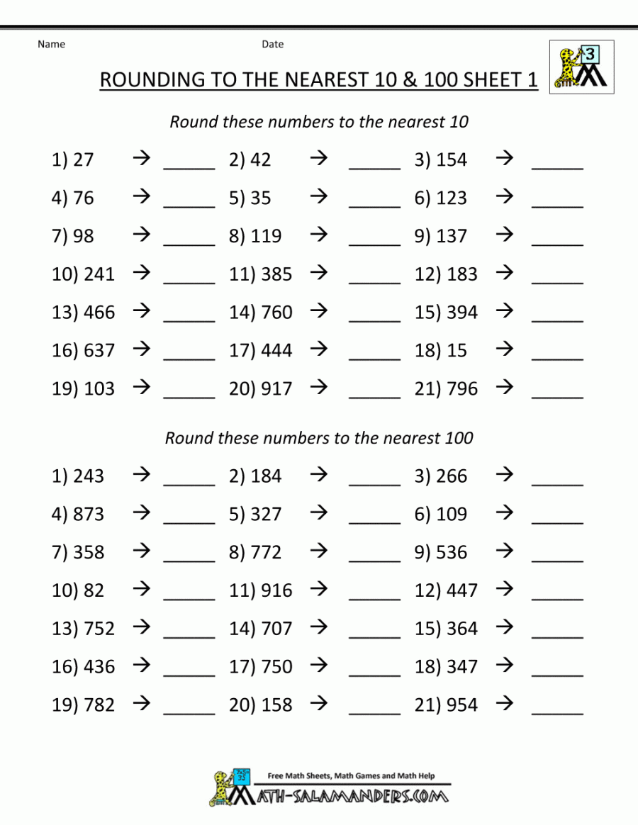 Image result for rounding to nearest   Rounding worksheets