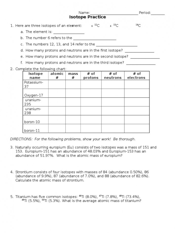 Isotope Practice  PDF