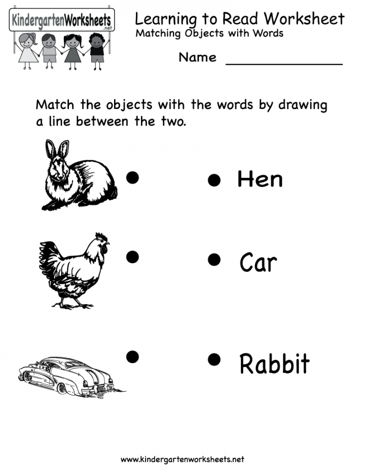 Kindergarten Learning To Read Worksheet Printable  Kindergarten