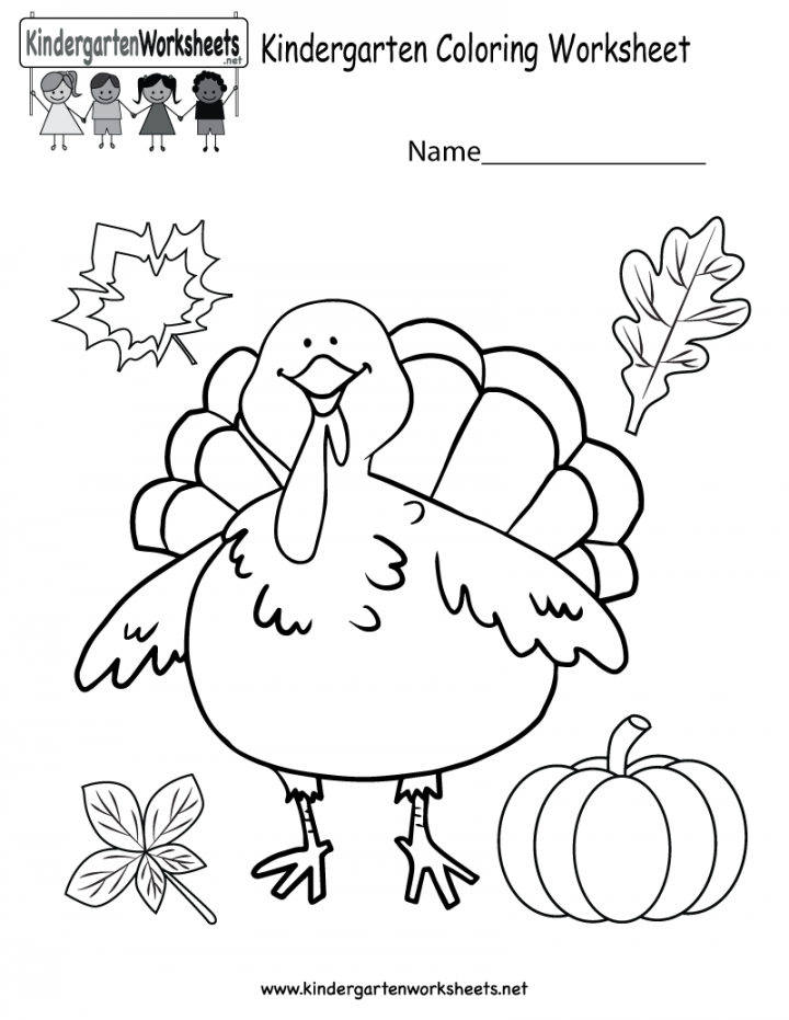 Kindergarten Thanksgiving Coloring Worksheet Printable  Halloween