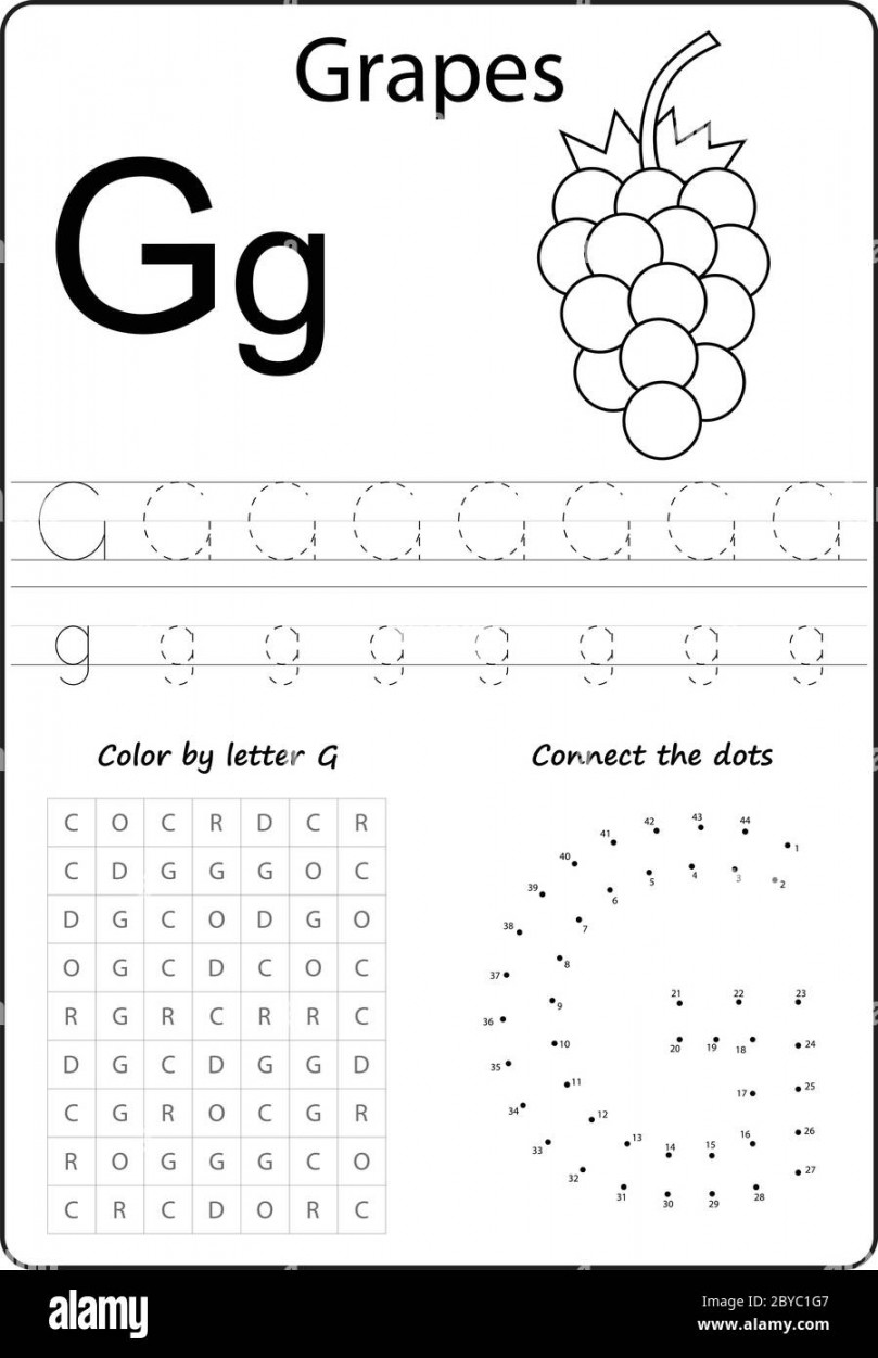 letter G. Alphabet letter. Worksheet. Task for kids