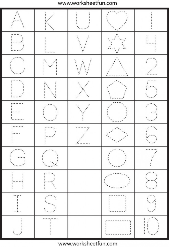 Letters, Numbers And Shapes Tracing Worksheets  School worksheets