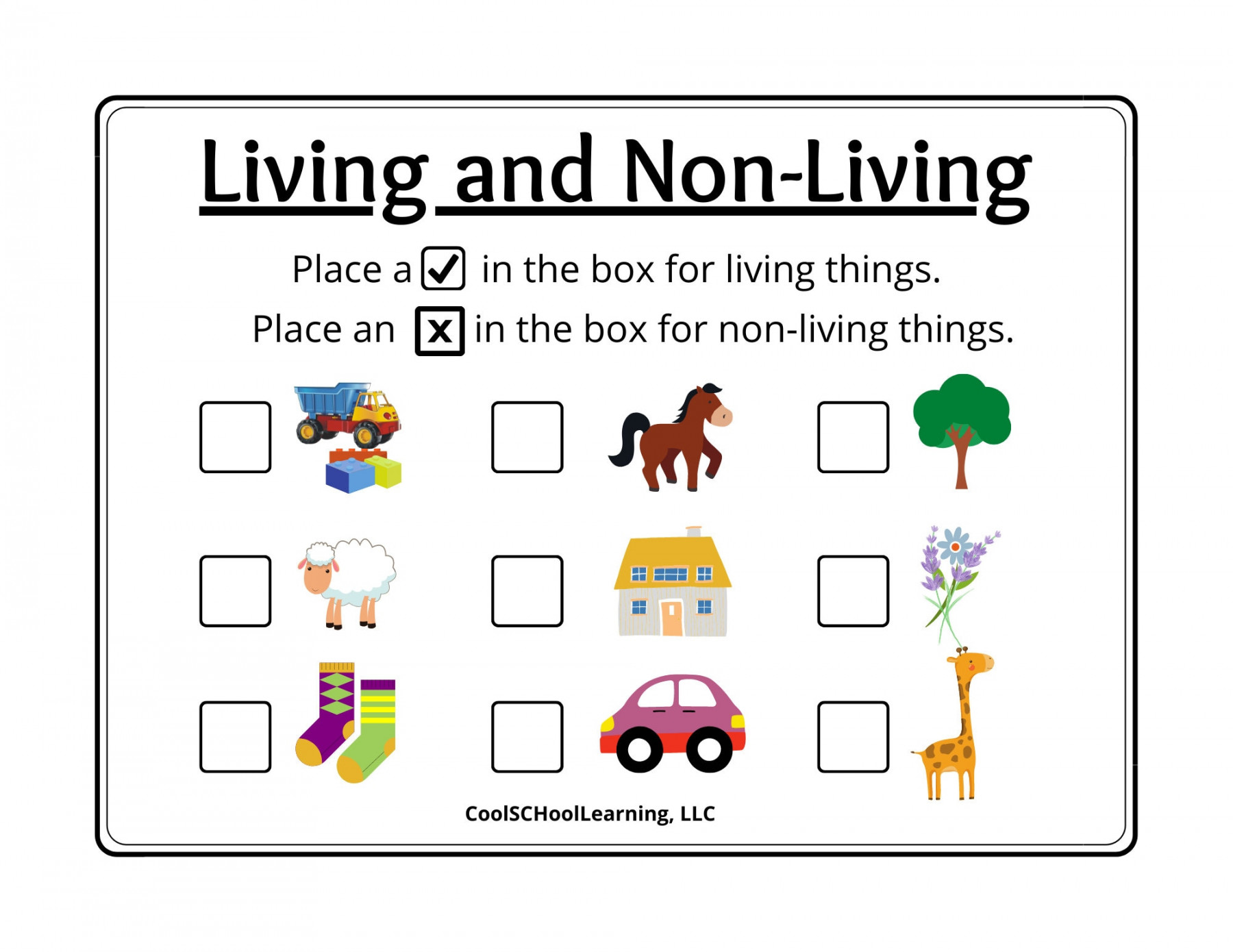 Living and Non-living Printable, Preschool Activities