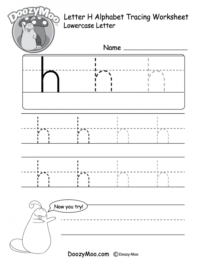 Lowercase Letter "h" Tracing Worksheet - Doozy Moo