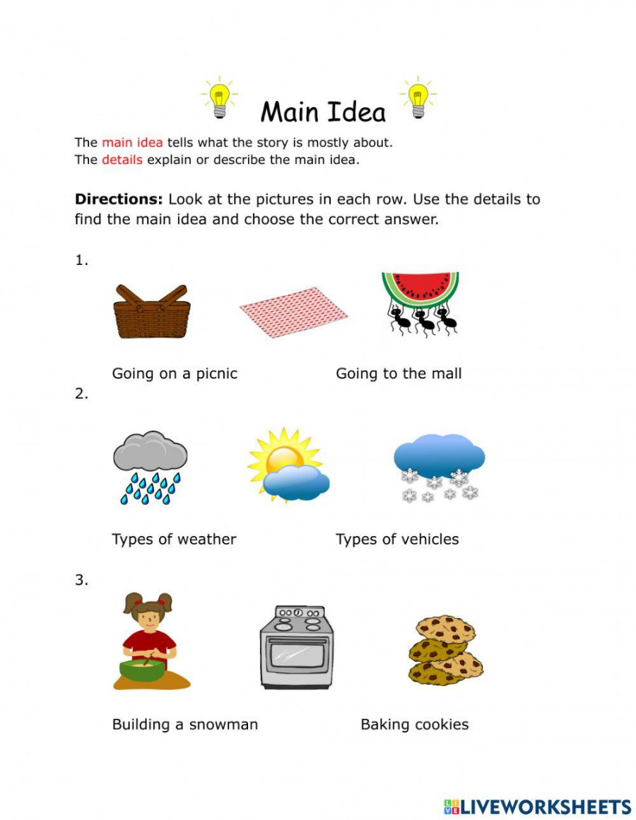 Main Idea interactive exercise for Kindergarten  Live Worksheets