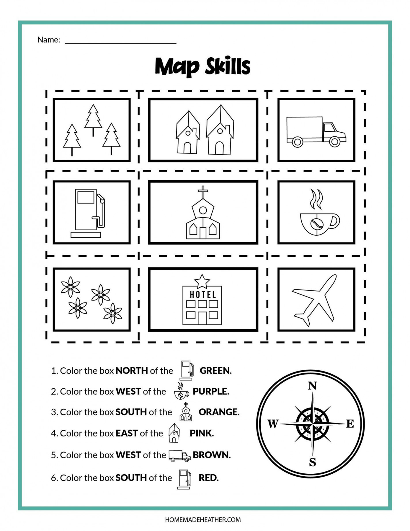 map skills printables  Map activities, Map skills, Map skills