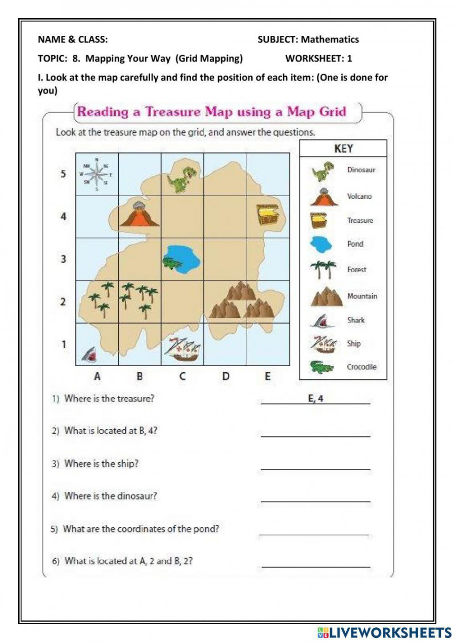 Mapping Your Way - Grid Mapping worksheet  Live Worksheets