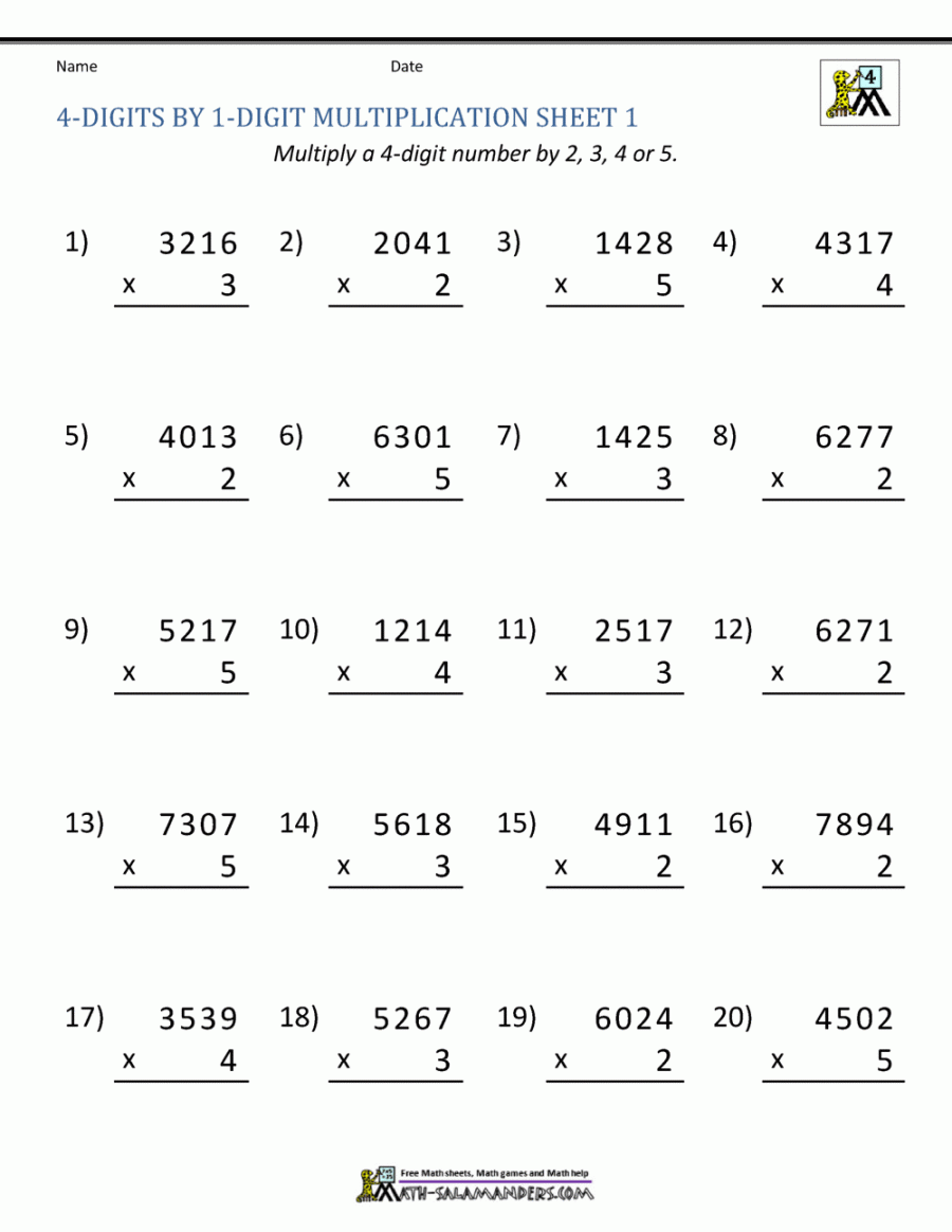 Math Multiplication Worksheets th Grade
