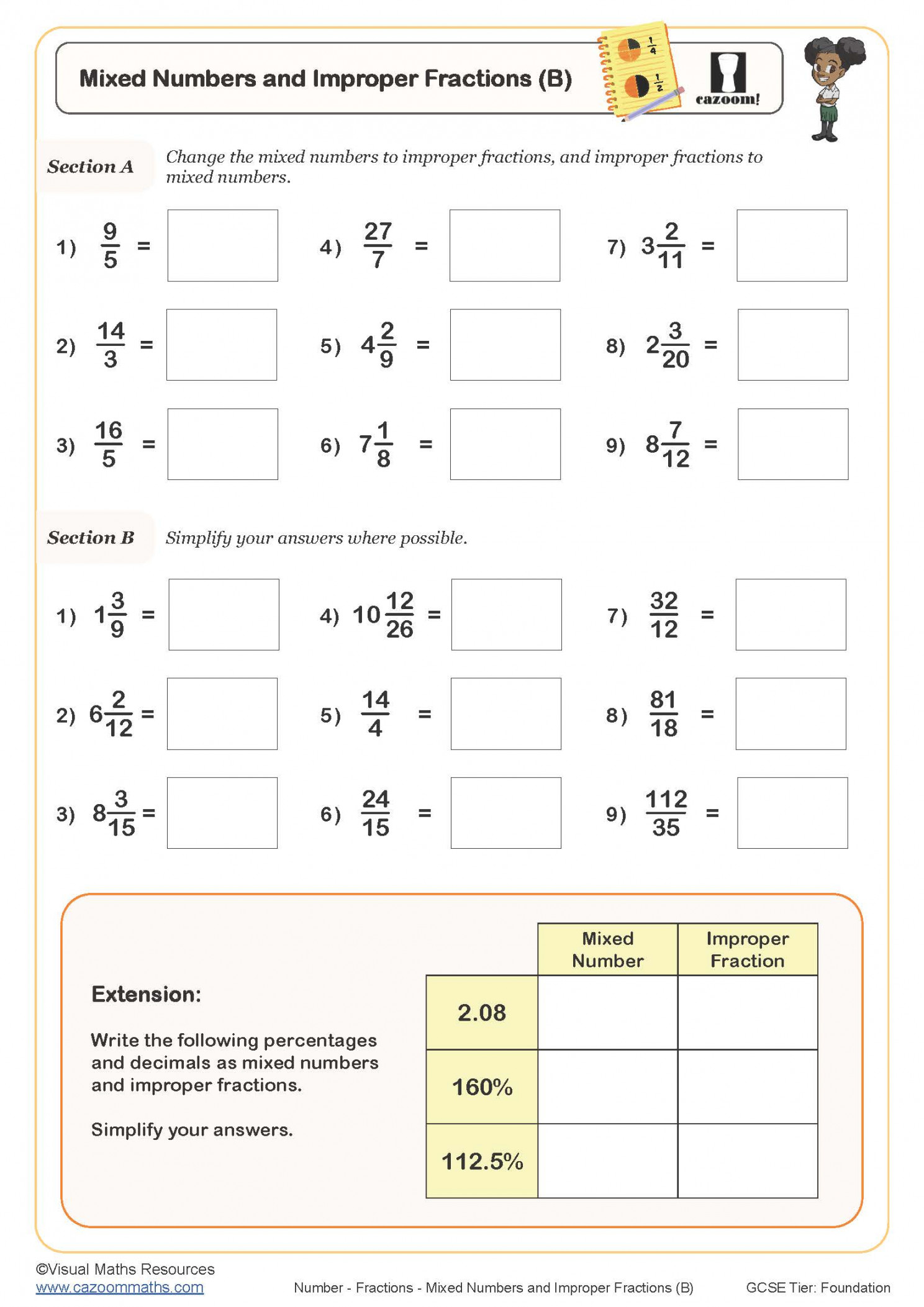 Labeling Mixed Numbers Worksheet