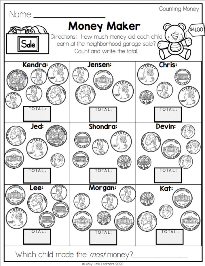 More Than Just a Worksheet - Math Money Exercises for nd Grade