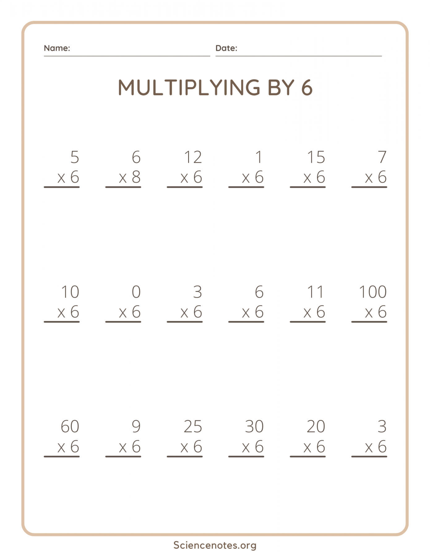 Multiplication Worksheets